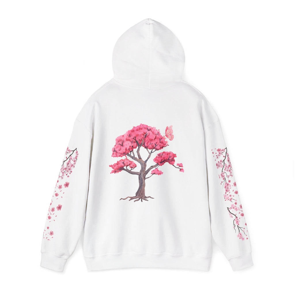 Cherry Blossom Tree Hoodie — "Bloom by His Holy Light" Christian Faith Pullover