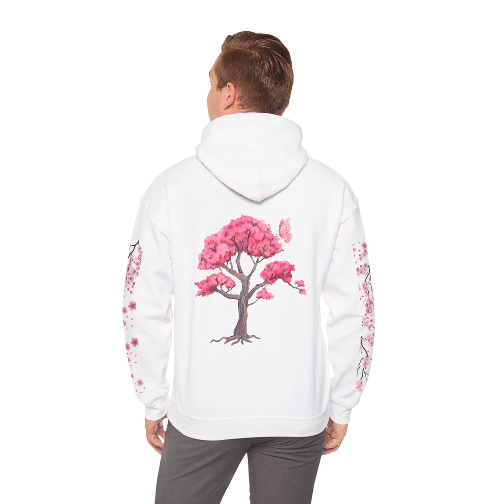 Cherry Blossom Tree Hoodie — "Bloom by His Holy Light" Christian Faith Pullover