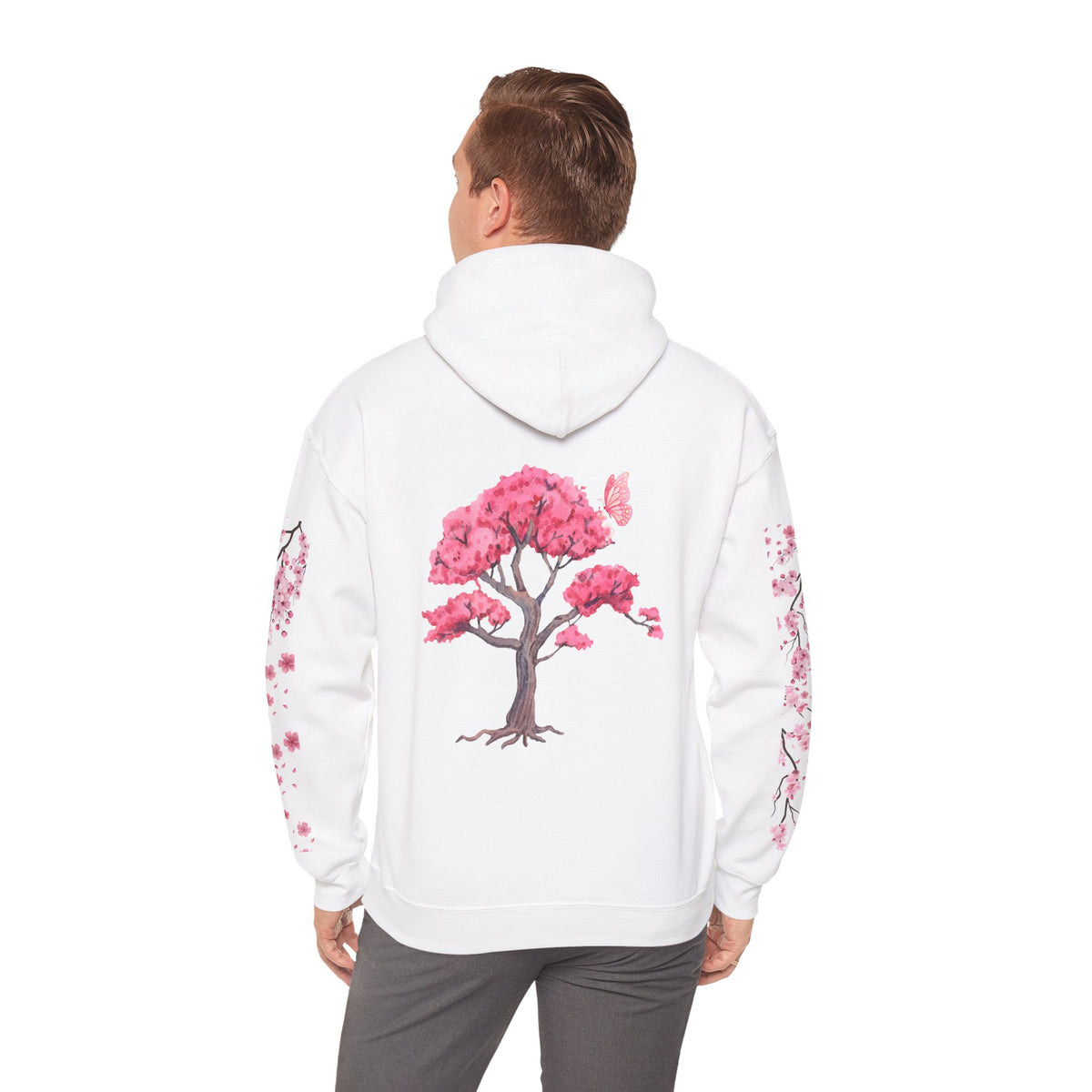 Cherry Blossom Tree Hoodie — "Bloom by His Holy Light" Christian Faith Pullover