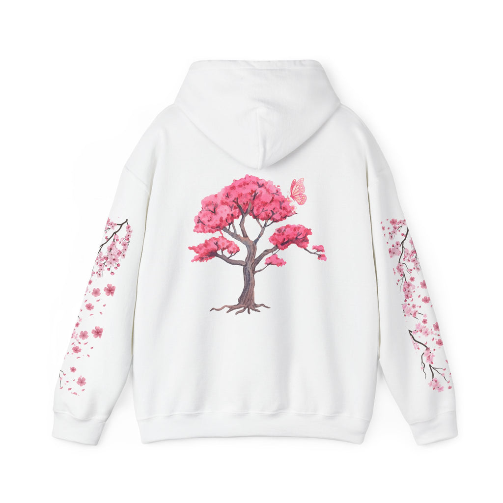Cherry Blossom Tree Hoodie — "Bloom by His Holy Light" Christian Faith Pullover