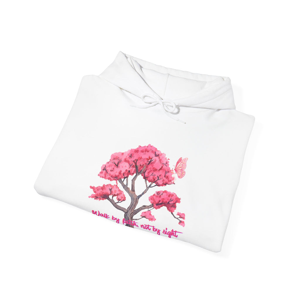 Cherry Blossom Tree Hoodie — "Bloom by His Holy Light" Christian Faith Pullover